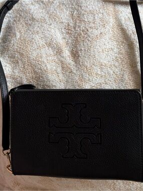 Tory Burch Black Embossed Logo Crossbody Bag (wallet bag)